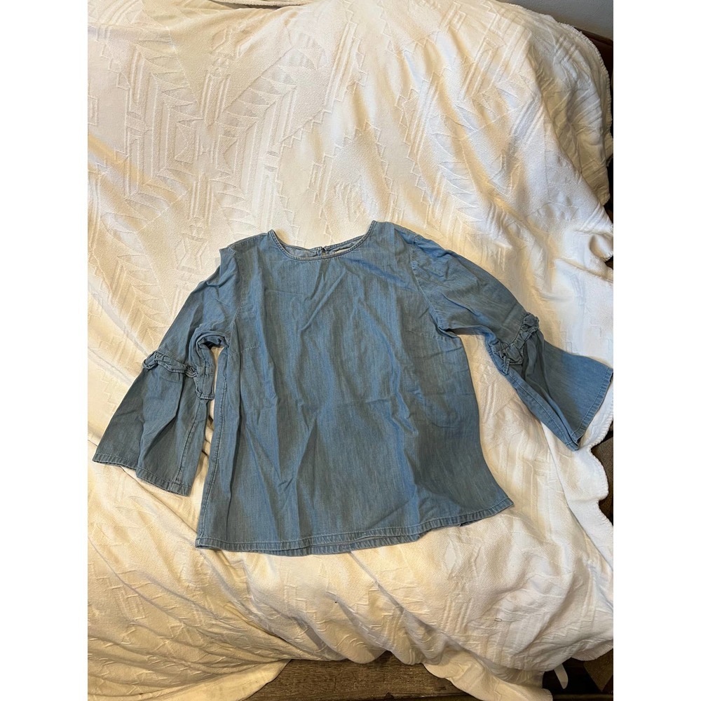 THE GAP Denim 3/4 Sleeve Blouse Womans M